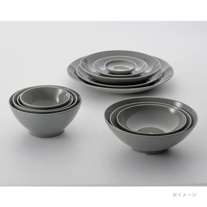 軽スタ軽量磁器食器 18cmボウル大 クールグレー