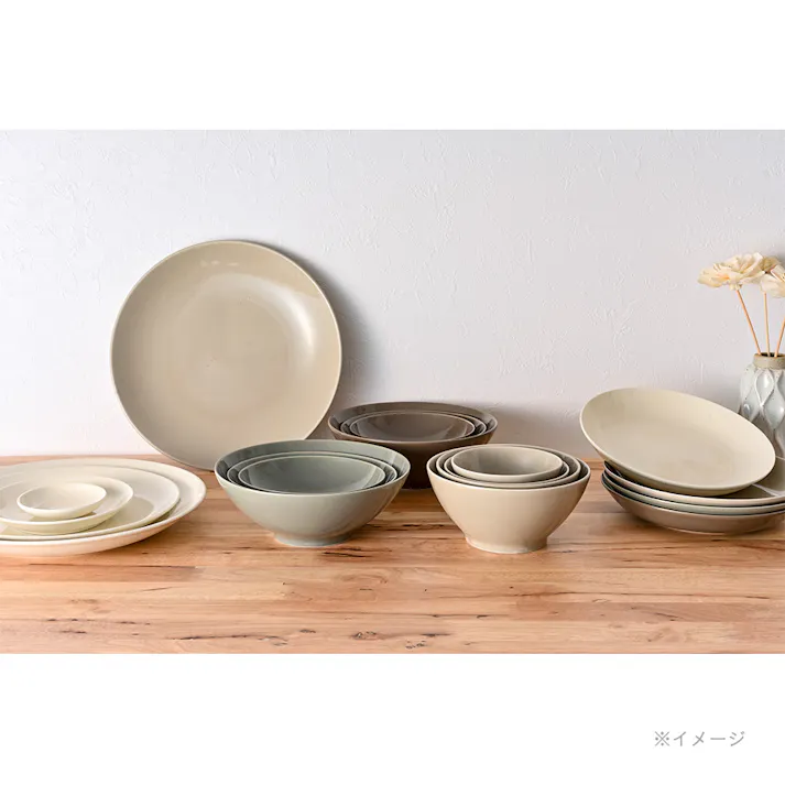 軽スタ軽量磁器食器 18cmボウル大 クールグレー