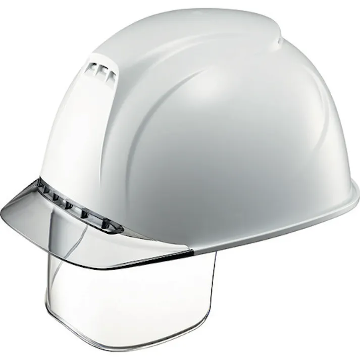 【CAINZ-DASH】谷沢製作所 エアライト搭載ヘルメット(透明バイザータイプ・溝付・通気孔付・ワイドシールド付) ST#1830VJ-SE(EPA) 透明バイザー:グレー/帽体色:白 1830VJ-SE-V2-W1-J【別送品】