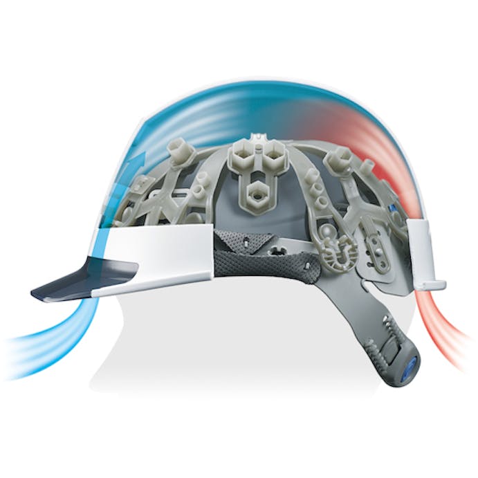 【CAINZ-DASH】谷沢製作所 エアライト搭載ヘルメット（透明バイザータイプ・溝付・通気孔付・ワイドシールド付）　ＳＴ＃１８３０ＶＪ－ＳＥ（ＥＰＡ）　透明バイザー：グレー／帽体色：白　　　　 1830VJ-SE-V2-W1-J【別送品】