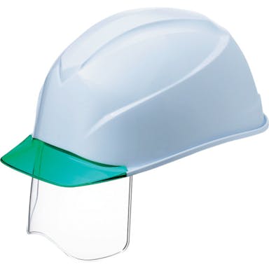 【CAINZ-DASH】谷沢製作所 エアライトＳ搭載ヘルメット（透明バイザータイプ・溝付・シールド付）　透明バイザー：グリーン／帽体色：白【別送品】