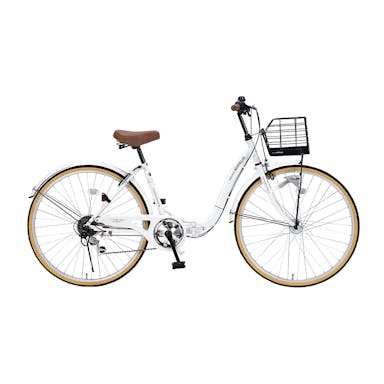 【自転車】《池商》シティサイクル 26インチ 折畳式 ホワイト