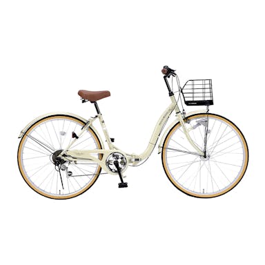 【自転車】《池商》シティサイクル 26インチ 折畳式 アイボリー