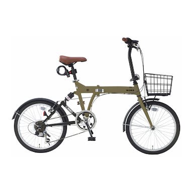 【自転車】《池商》 折畳自転車 20インチ 6段ギア マットカーキ