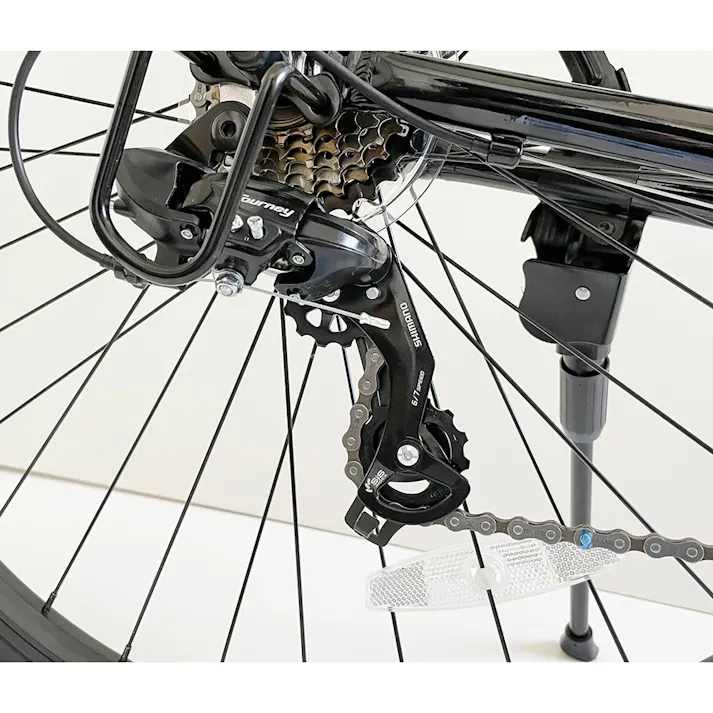 【自転車】エアロクロスバイク 700C 7段変速 ブラックグレー