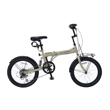 【自転車】《池商》折たたみ自転車 セミファットバイク 20インチ 6段変速 サンドベージュ