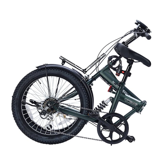 【自転車】《池商》折たたみ自転車 セミファットバイク 20インチ 6段変速 グリーン