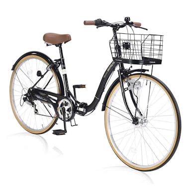 【自転車】《池商》 PRINTEMPS 折畳シティ26・6SP・オートライト M-509 ブラック