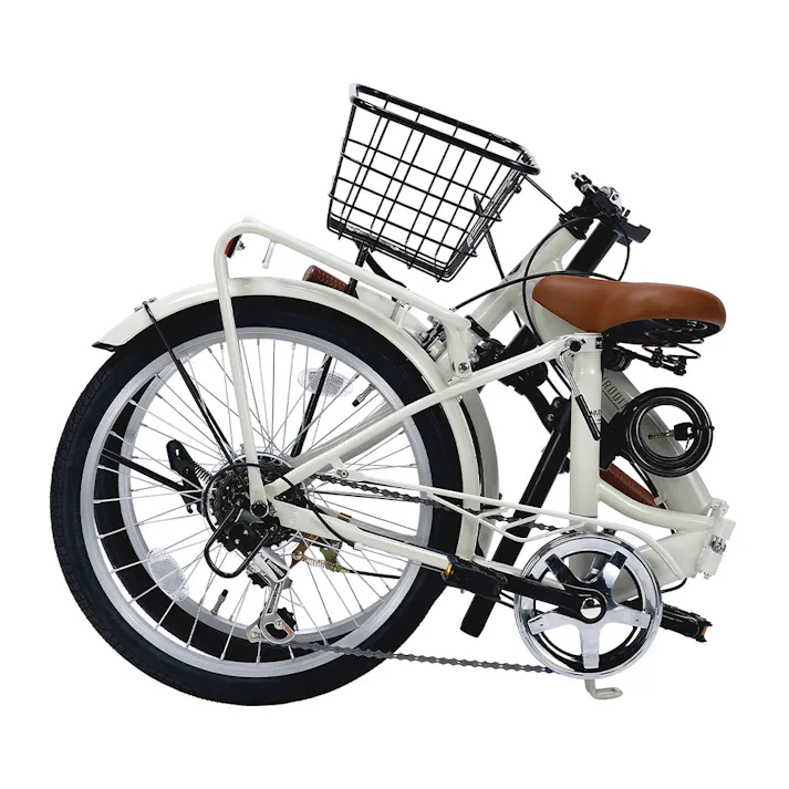 【自転車】折りたたみ自転車 20インチ 6段ギア MF209グレージュ