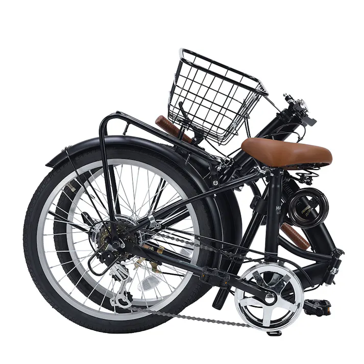 【自転車】折りたたみ自転車 20インチ 6段ギア MF209 マットブラック