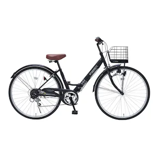【自転車】折りたたみ自転車 シティサイクル 26インチ 6段ギア マットブラック