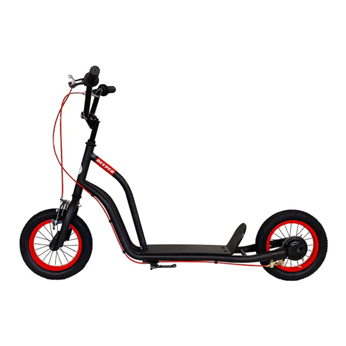 DEEPER 大型キックボード 12インチ ブレーキ付 ブラック×レッド D-KS1200-RD(販売終了)