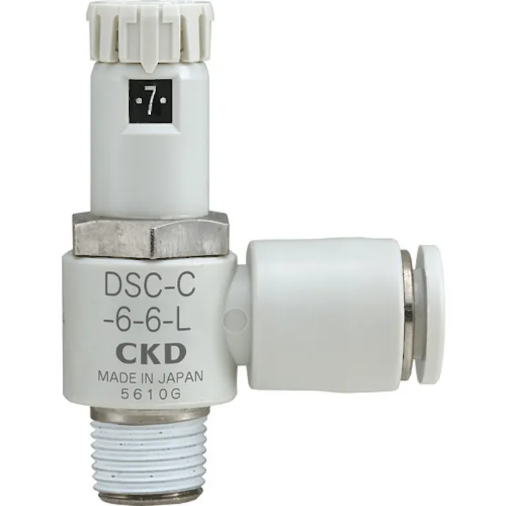 【CAINZ-DASH】CKD スピードコントローラ ダイヤル付 コンパクトタイプ 接続口径R1/8 適用チューブ外径4 DSC-C-6-4【別送品】