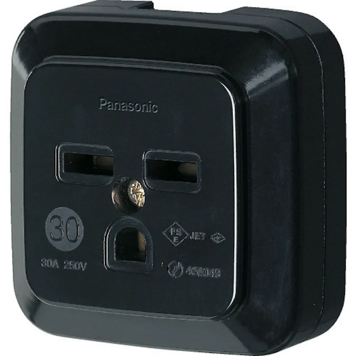 【CAINZ-DASH】パナソニックエレクトリックワークス社 接地2P30A角型コンセント 薄型 ブラック WK36301BP【別送品】