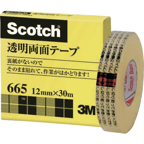 スリーエム ジャパン文具・オフィス事業部 透明両面テ-プ ライナーなし 12mmX30m 巻芯径25mm 665-1-12 汎用両面テープ スリーエム ジャパン文具・オフィス事業部 透明両面テ-プ ライナーなし 12mmX30m 巻芯径25mm 665-1-12 汎用両面テープ