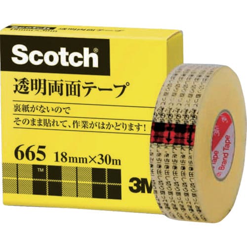 スリーエム ジャパン文具・オフィス事業部 透明両面テ-プ ライナーなし 18mmX30m 巻芯径25mm 665-1-18 汎用両面テープ スリーエム ジャパン文具・オフィス事業部 透明両面テ-プ ライナーなし 18mmX30m 巻芯径25mm 665-1-18 汎用両面テープ