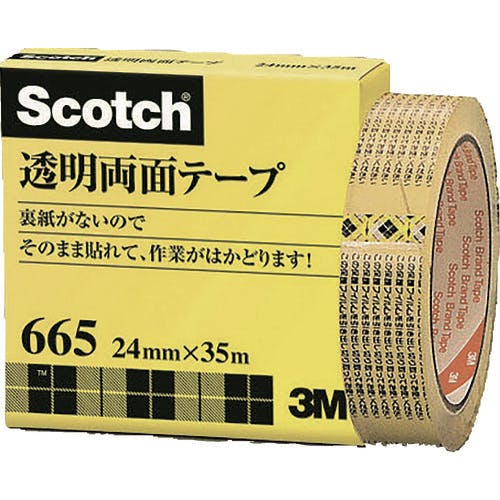 スリーエム ジャパン文具・オフィス事業部 透明両面テープ ライナーなし 24mmX35m 巻芯径76mm 665-3-24 汎用両面テープ スリーエム ジャパン文具・オフィス事業部 透明両面テープ ライナーなし 24mmX35m 巻芯径76mm 665-3-24 汎用両面テープ