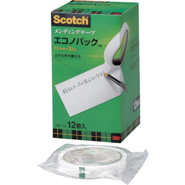【CAINZ-DASH】スリーエム ジャパン文具・オフィス事業部 メンディングテープエコノパック 15mmX30m 巻芯径76mm 12巻入 MP-15【別送品】