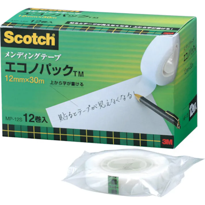 【CAINZ-DASH】スリーエム ジャパン文具・オフィス事業部 メンディングテープエコノパック 12mmX30m 巻芯径25mm 12巻入 MP-12S【別送品】
