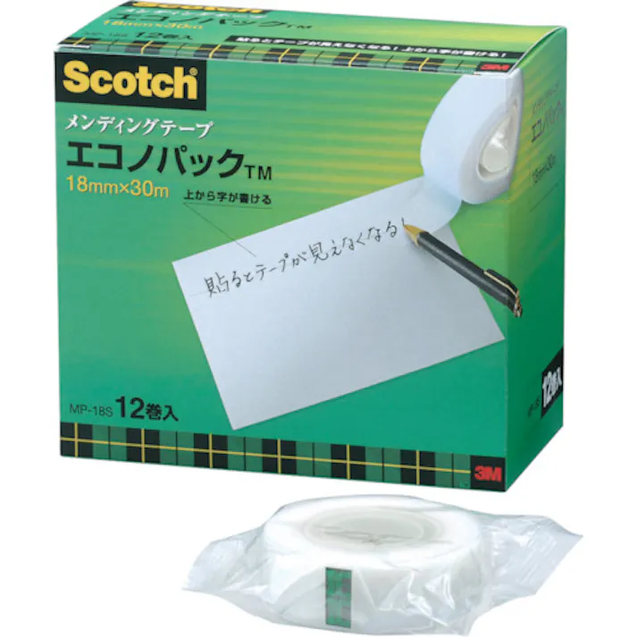 【CAINZ-DASH】スリーエム ジャパン文具・オフィス事業部 メンディングテープエコノパック 18mmX30m 巻芯径25mm 12巻入 MP-18S【別送品】