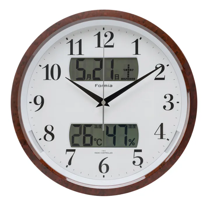 フォルミア 電波掛時計 ブラウン HWC-016W-BR
