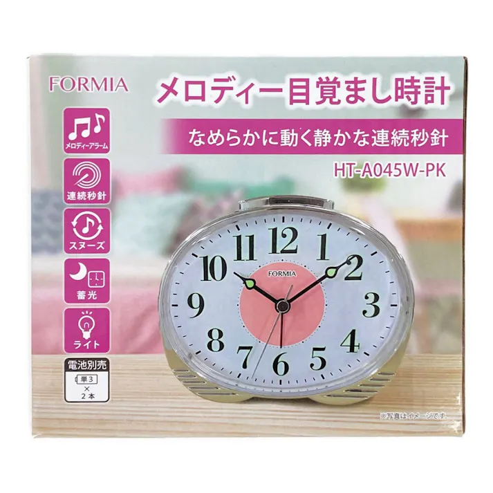 フォルミア 目覚まし時計 メロディーアラーム ピンク HT-A045W-PK