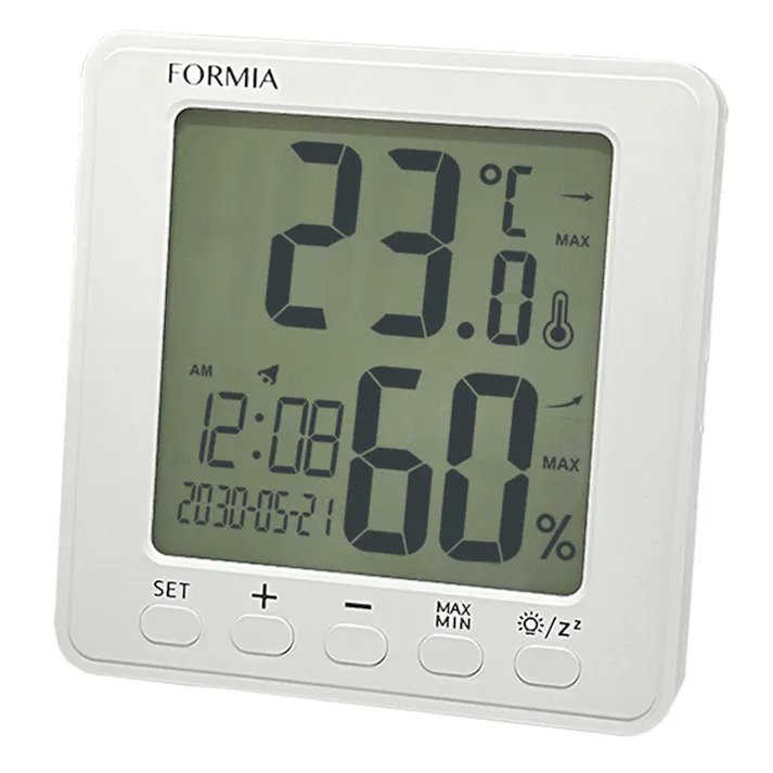 フォルミア 温湿度計付 デジタル置き時計 HO-004