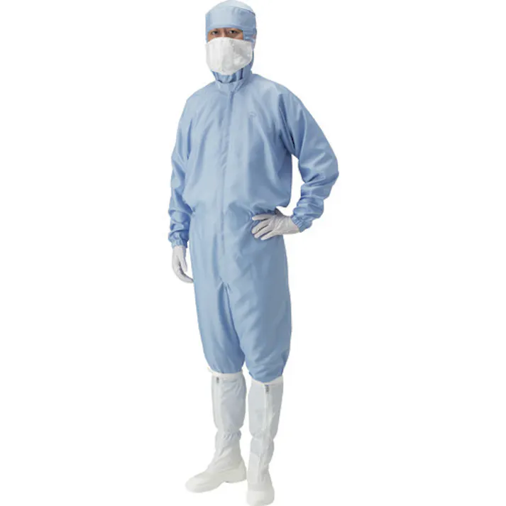 【CAINZ-DASH】ゴールドウイン クリーンルーム用ウェア フロントファスナーワンピース ブルー M PP1410-B-M【別送品】