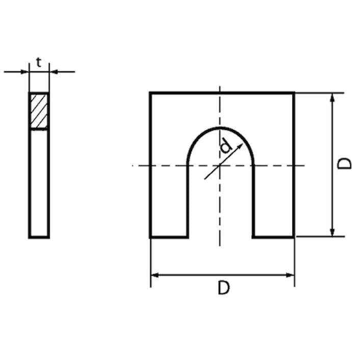 【CAINZ-DASH】Ｕ字（角ワッシャー（１／２）Ｍ１２Ｘ４０Ｘ３．２（１００個入）【別送品】