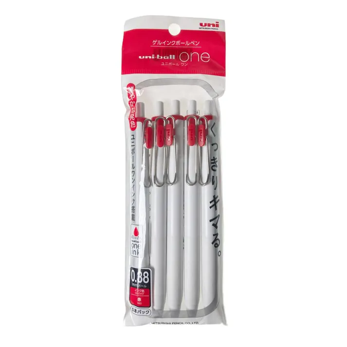 三菱鉛筆 uni-ball one ユニボール ワン 0.38mm 赤インク 5本入り