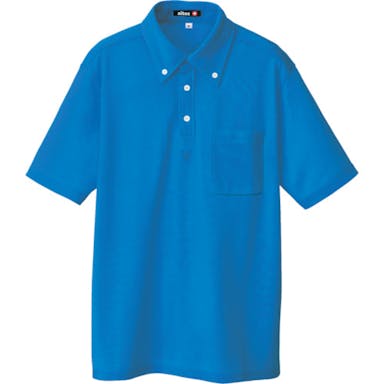 【CAINZ-DASH】アイトス ボタンダウン半袖ポロシャツ　ブルー　Ｍ 10599-006-M【別送品】
