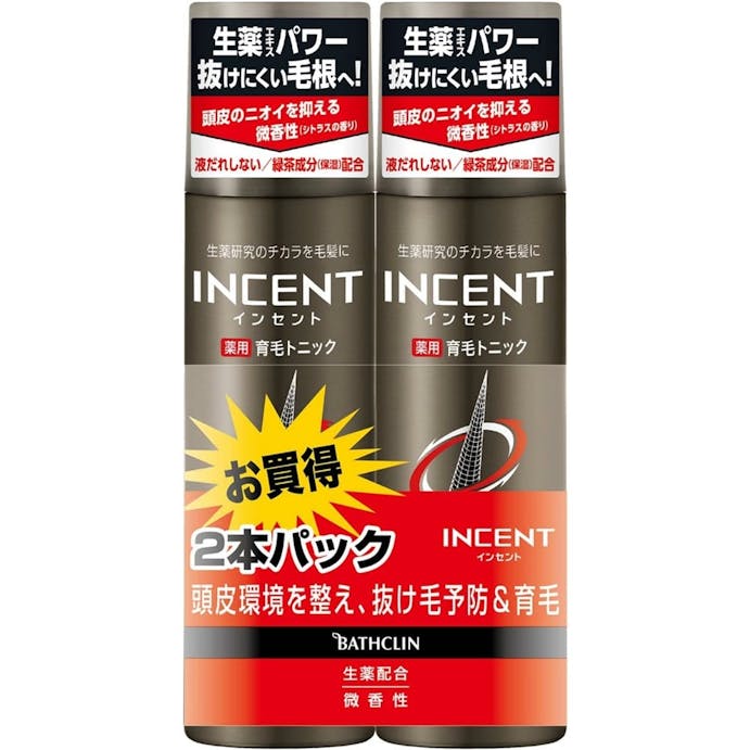 バスクリン インセント 薬用育毛トニック 微香性 ペアパック 180g×2本(販売終了)