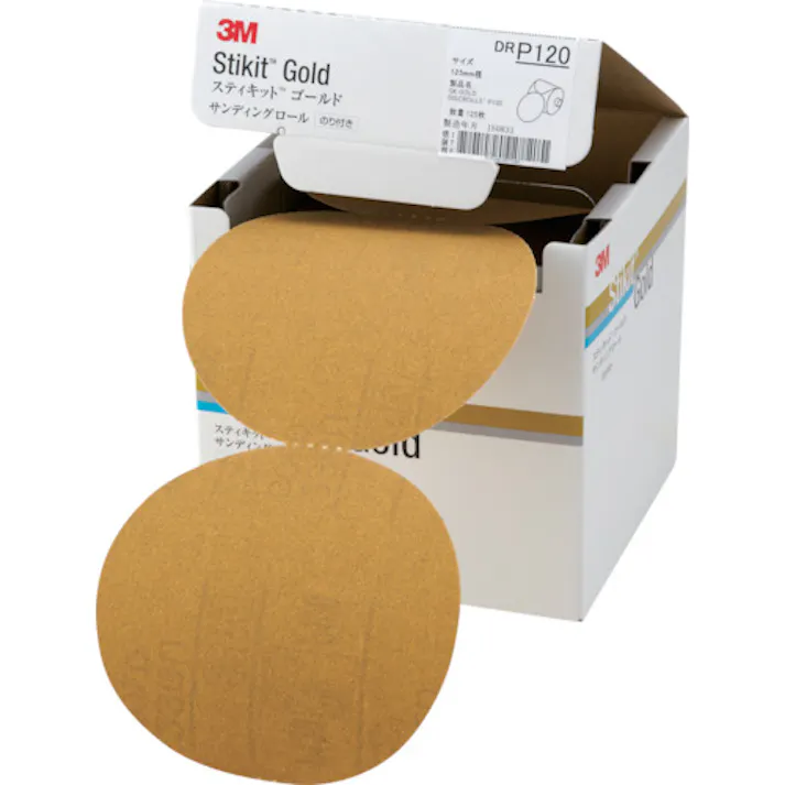 【CAINZ-DASH】スリーエム ジャパン研磨材製品事業部 スティキット ゴールドディスクロール 穴なし #120 125mm径 DR 120 GOL【別送品】