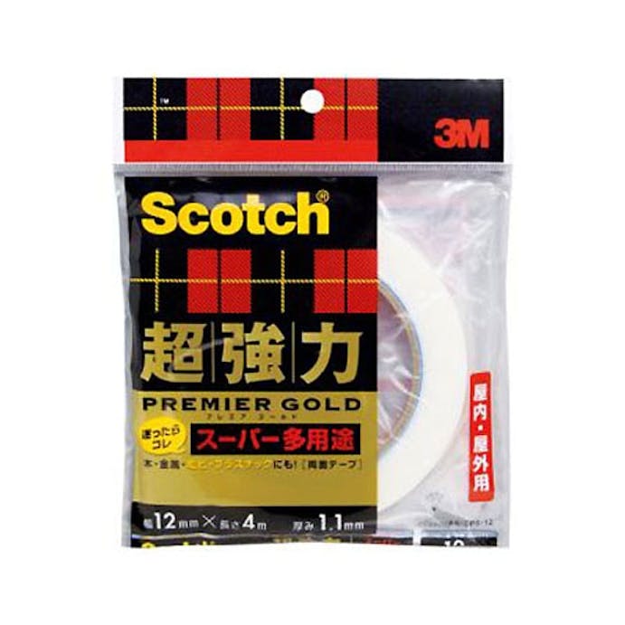 3M スコッチ 超強力両面テープ プレミアゴールド スーパー多用途 KSP-12 幅12mm×長さ4m 厚み1.1mm