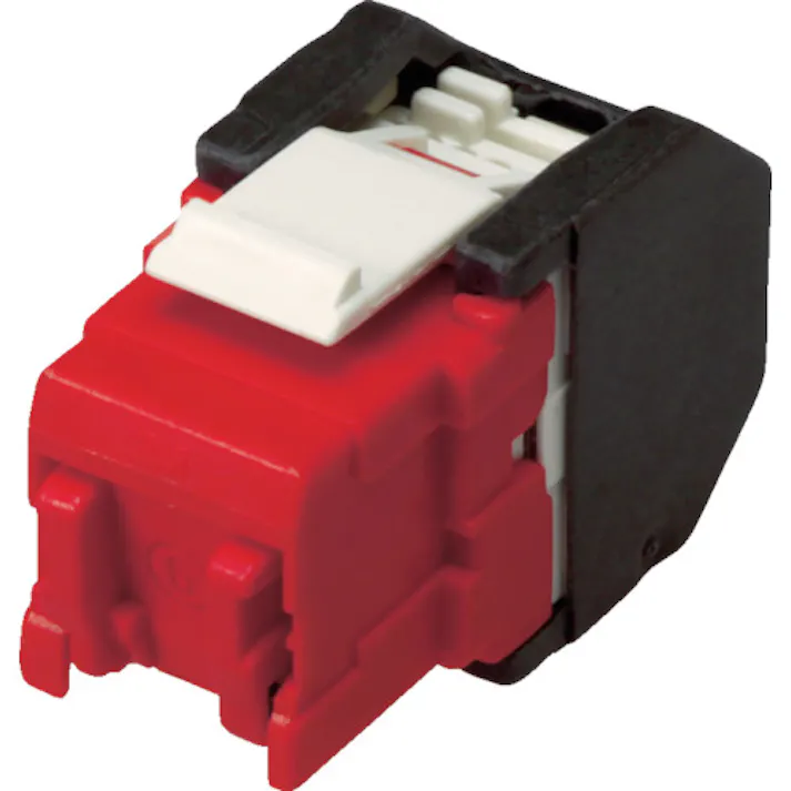 【CAINZ-DASH】コーニングインターナショナル Cat6 RJ45モジュラージャック ツールレスタイプ 赤 VOL-OCK6-U-R【別送品】