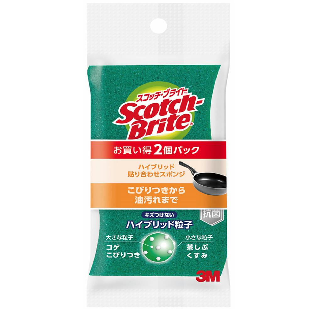 3M スコッチ・ブライト ハイブリッド貼り合わせスポンジ グリーン 2P 食器洗い(スポンジ・たわし) 3M スコッチ・ブライト ハイブリッド貼り合わせスポンジ グリーン 2P 食器洗い(スポンジ・たわし)