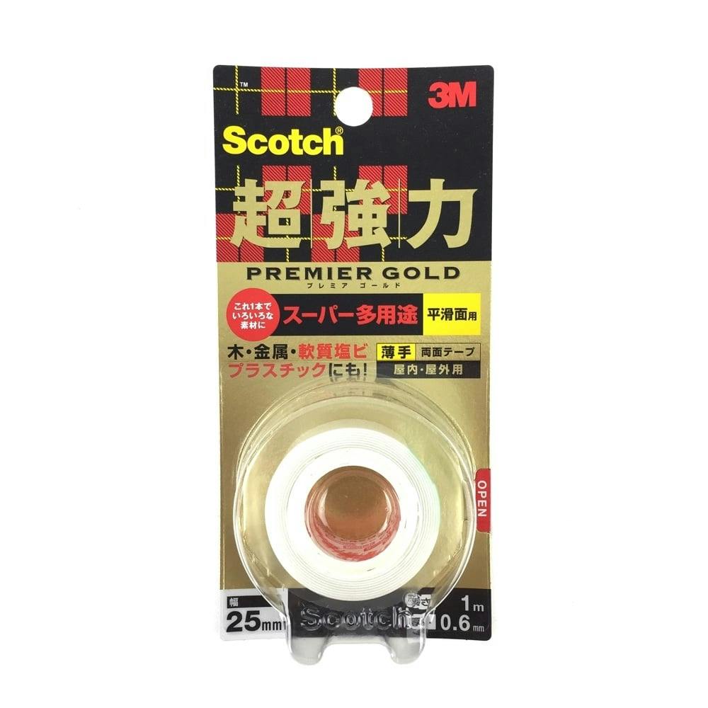 3M スコッチ 超強力両面テープ プレミアゴールド スーパー多用途 薄手 平滑面用 屋内・屋外用 KPU-25 幅25mm×長さ1m×厚み0.6mm 作業用両面テープ 3M スコッチ 超強力両面テープ プレミアゴールド スーパー多用途 薄手 平滑面用 屋内・屋外用 KPU-25 幅25mm×長さ1m×厚み0.6mm 作業用両面テープ