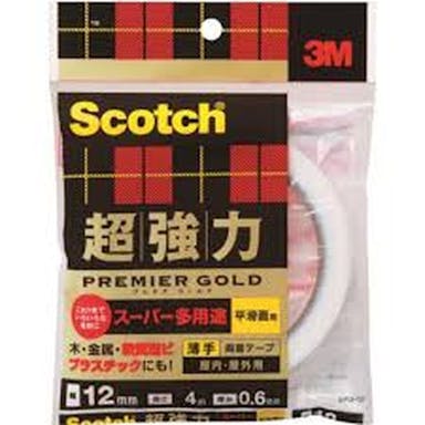 3M スコッチ 超強力両面テープ プレミアムゴールド スーパー多用途 平滑用 SPU-12 厚み0.6mm×幅12mm×長さ4m
