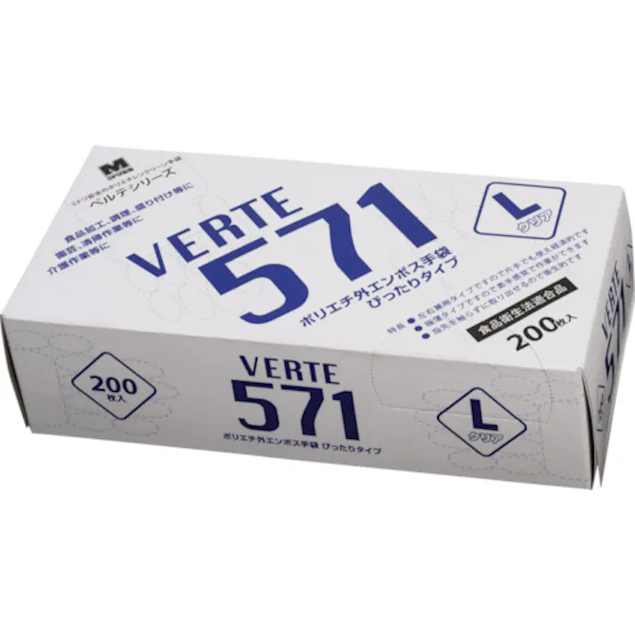 【CAINZ-DASH】ミドリ安全 ポリエチレンディスポ手袋 ベルテ571 200枚入 L VERTE-571-L【別送品】