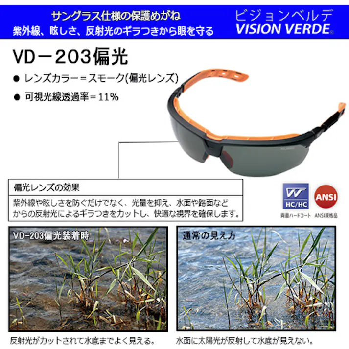 【CAINZ-DASH】ミドリ安全 サングラス仕様 保護メガネ VD-203偏光 VD-203-HENKOU【別送品】