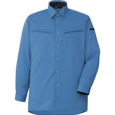 【CAINZ-DASH】ミドリ安全 男女共用　ハーネス対応　長袖シャツ　ＶＥＳ２５９３　上　ブルー　Ｌ VES2593-UE-L【別送品】