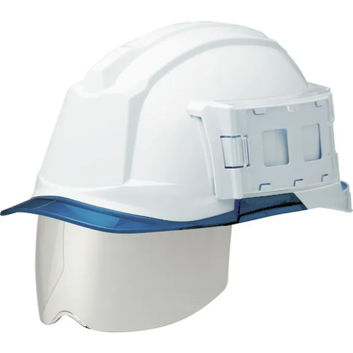 【CAINZ-DASH】ミドリ安全 IDケース付ヘルメット(ワイドシールド付) SC-19PCLS-ID RA3 アルファ ホワイト/ブルー SC-19PCLS-ID-RA3-ALPHA-W/BL【別送品】