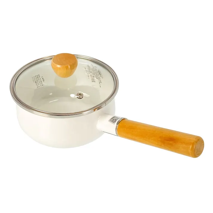 ホーローガラス蓋 片手鍋 15cm ホワイト HB4898