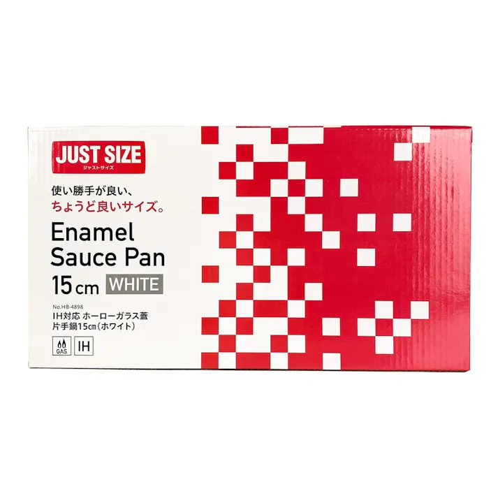 ホーローガラス蓋 片手鍋 15cm ホワイト HB4898