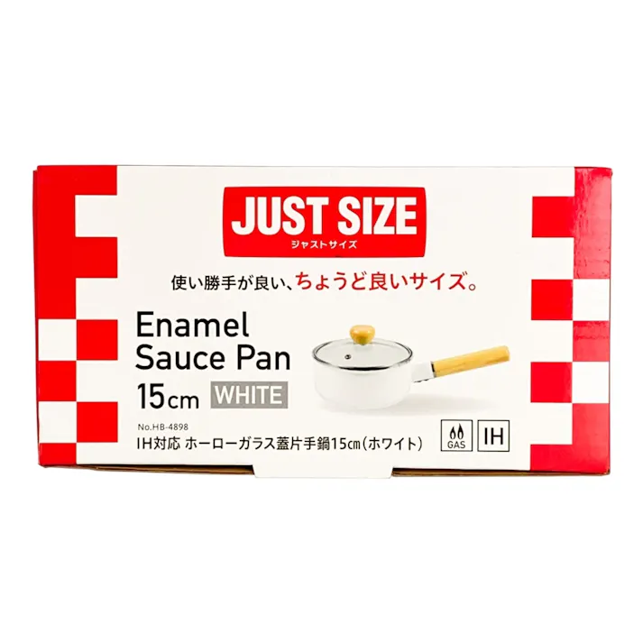 ホーローガラス蓋 片手鍋 15cm ホワイト HB4898