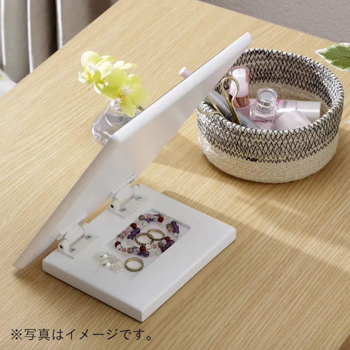 木目調卓上ミラー ホワイト U65