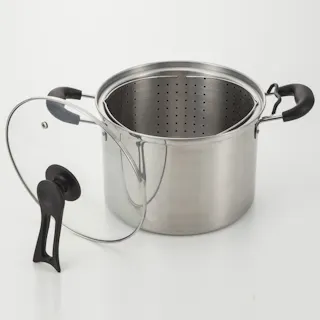 蓋が立てられるステンレス製パスタ鍋 23cm