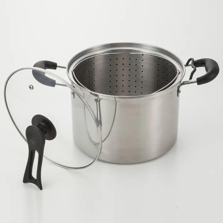 蓋が立てられるステンレス製パスタ鍋 23cm