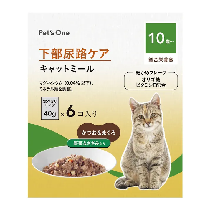 Pet’sOne キャットミール 下部尿路ケア パウチ 10歳以上用 40g×6個パック(販売終了)