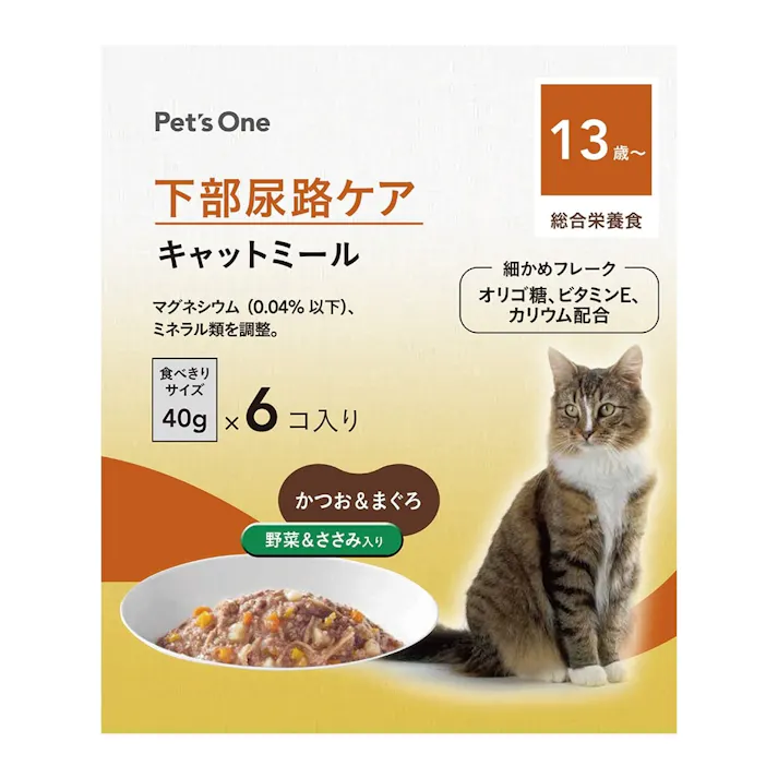 Pet’sOne キャットミール 下部尿路ケア パウチ 13歳以上用 40g×6個パック(販売終了)